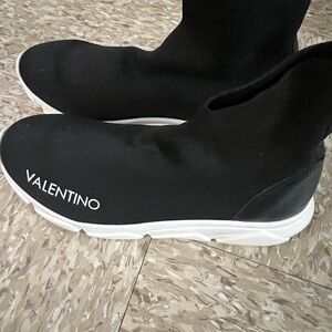 Valentino Black High-Top Sneakers with White Soles